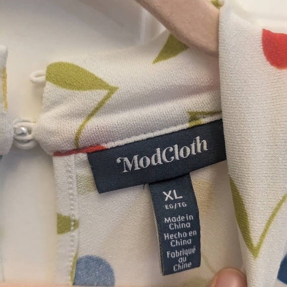 Modcloth White Dress with Red, Blue, and Yellow Print - Picture 3 of 5